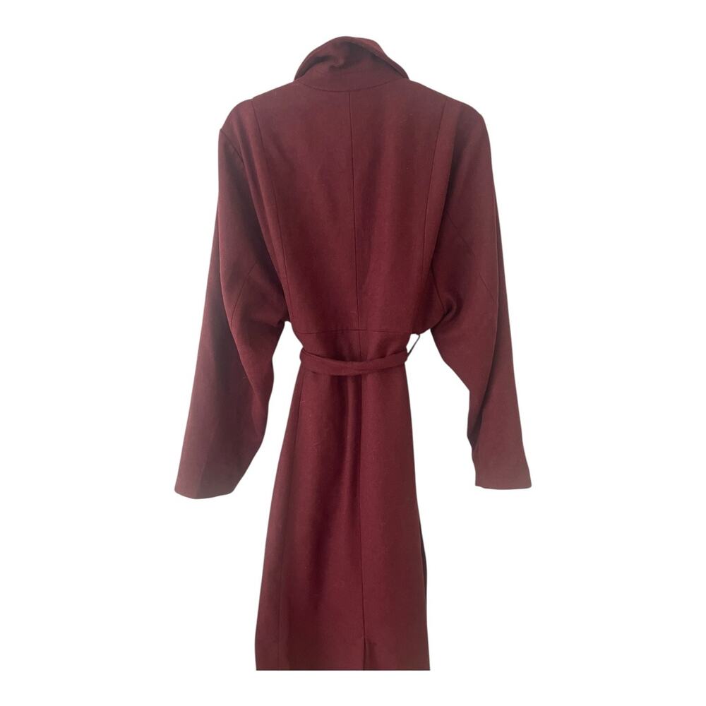 Torrid Trench Coat 3X Burgundy Red Wool Blend Tie Waist Jacket Long Plus - Picture 5 of 7